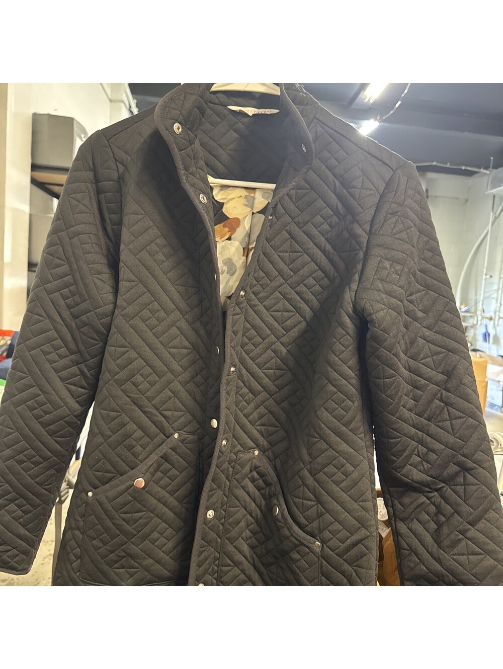 #2162 Sport Savvy Regular Quilted Knit Car Coat w/ Printed Lining SIZE S
